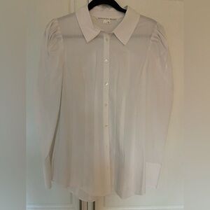 Veronica Beard White Button-Front Puff Sleeve Gilian Blouse; size 8; NWOT